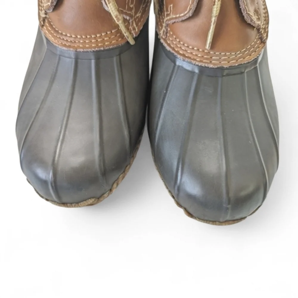 Khombu Letty Leather and Rubber Duck Boots in Brown and Tan Size 7